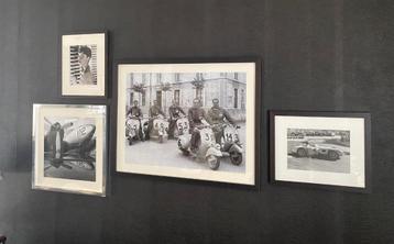 Set van 4 vintage foto's in mooie kader met glas beschikbaar voor biedingen