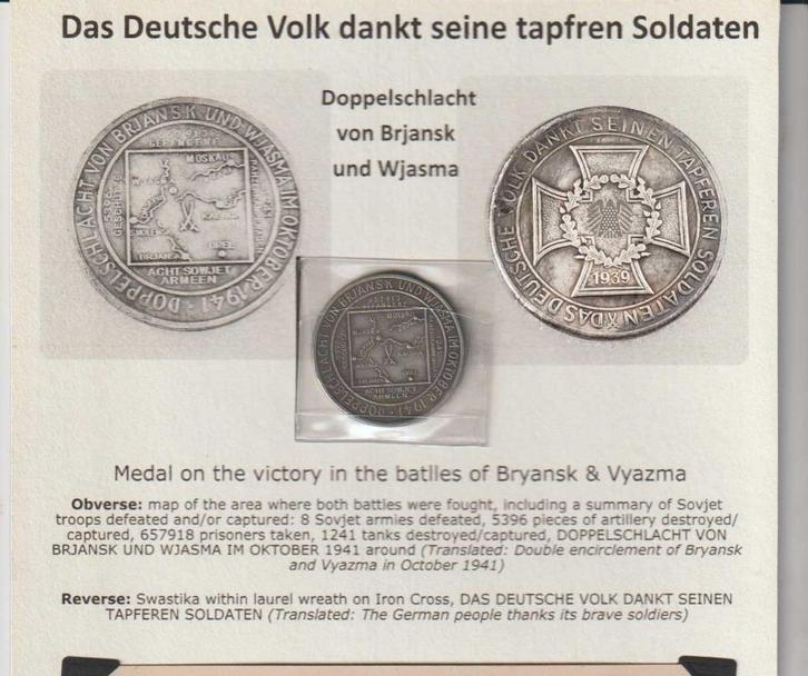 Barbarossa Doppelschlacht in 1941. Munt + foto's., Verzamelen, Militaria | Tweede Wereldoorlog, Landmacht, Embleem of Badge, Verzenden