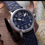 Pégoud mechanical pilot skeleton horloge, Overige merken, Leer, Staal, Polshorloge