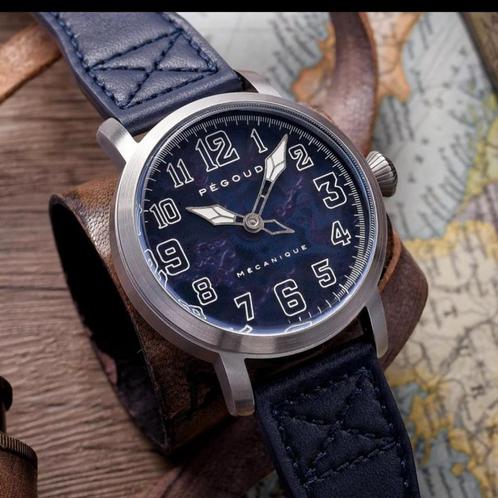 Pégoud mechanical pilot skeleton horloge, Handtassen en Accessoires, Horloges | Heren, Nieuw, Polshorloge, Overige merken, Staal