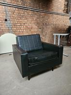 Vintage/industriële designfauteuil in zwart kunstleer, Huis en Inrichting, Fauteuils, Kunststof, 75 tot 100 cm, Ophalen of Verzenden