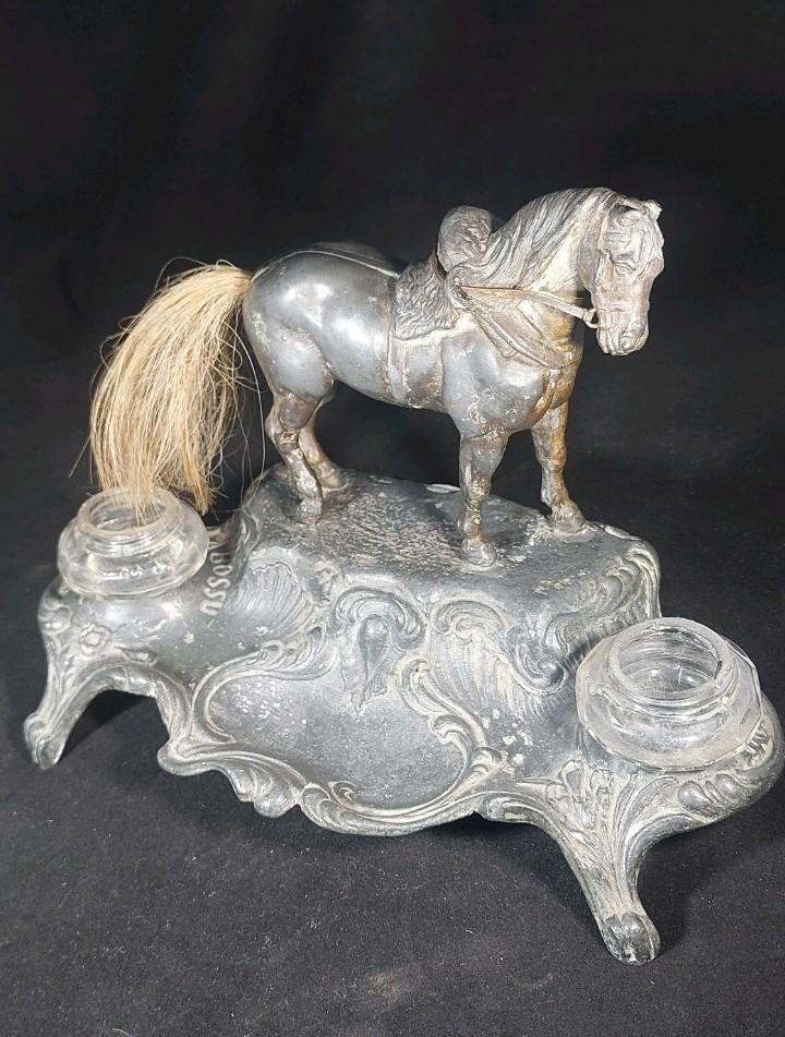 Art nouveau gedecoreerd inktstel gesigneerd Auguste Bossu, Antiek en Kunst, Antiek | Woonaccessoires, Ophalen of Verzenden