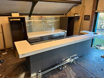 Bar en Gamko koelinstallatie, om-en achterbouw marmer en rvs, Enlèvement, Utilisé