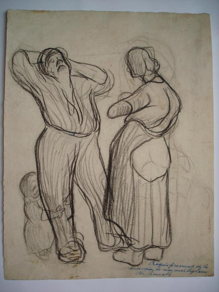 1892 Eugène LAERMANS potlood studie croquis voor  'MESSIDOR', Antiek en Kunst, Kunst | Schilderijen | Klassiek, Ophalen