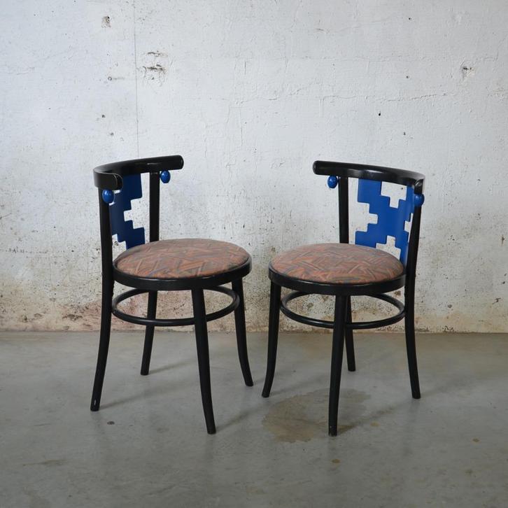 set of 2 X-chairs, 1980, Huis en Inrichting, Stoelen, Gebruikt, Twee, Hout, Stof, Overige kleuren, Ophalen