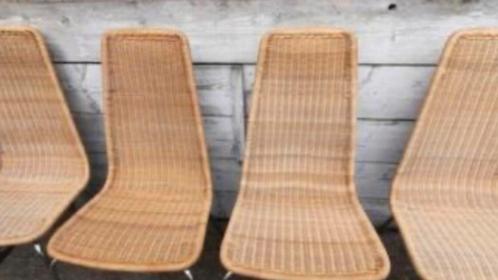 Rotan stoel zgan met hoge rugleuning, Huis en Inrichting, Stoelen, Zo goed als nieuw, Drie, Metaal, Riet of Rotan, Bruin, Ophalen