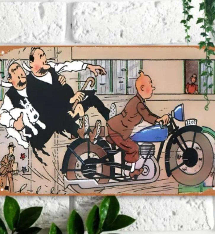 Vintage harde aluminium platen van Kuifje, Verzamelen, Foto's en Prenten, Nieuw, Foto, Overige onderwerpen, 1980 tot heden, Ophalen of Verzenden