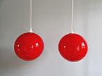 Grote vintage hanglamp in rood/oranje opaline, jaren 70, Ophalen of Verzenden