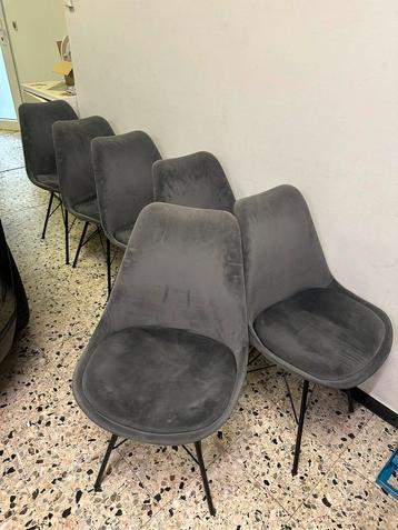 6 grijze eetkamer stoelen, Maison & Meubles, Chaises, Gris, Enlèvement, Métal, Cinq, Six Chaises ou plus