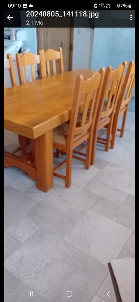 Salle à manger en chêne massif, Maison & Meubles, Salles à manger complètes, Comme neuf, Enlèvement