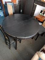 Te koop ronde tafel met ovale aanbouw met drie stoelen, Gebruikt, Ophalen, Ovaal