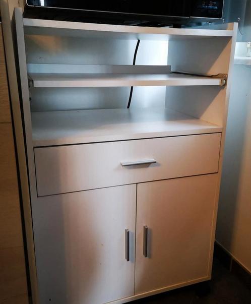 Petit meuble blanc sur roulettes, Huis en Inrichting, Kasten | Roldeurkasten en Archiefkasten, Zo goed als nieuw, Ophalen