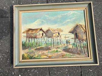 Ancien Congo, peinture congolaise, huile sur toile, signée 1, Enlèvement ou Envoi