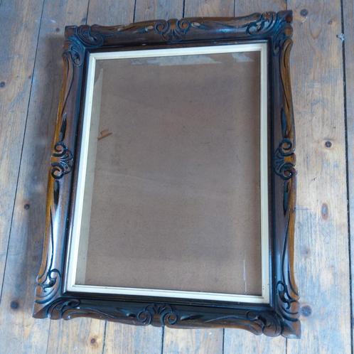 Houten retro fotolijst. 50ies vintage. 48 x38 cm., Antiek en Kunst, Antiek | Woonaccessoires, Ophalen of Verzenden