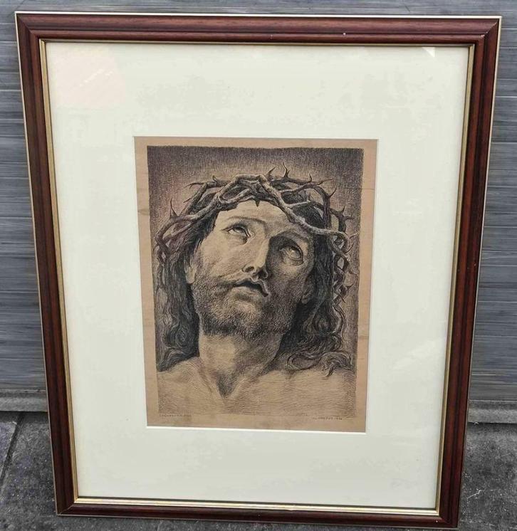 Lithographie jesus signe Albert dandoy, Antiek en Kunst, Kunst | Litho's en Zeefdrukken, Ophalen of Verzenden
