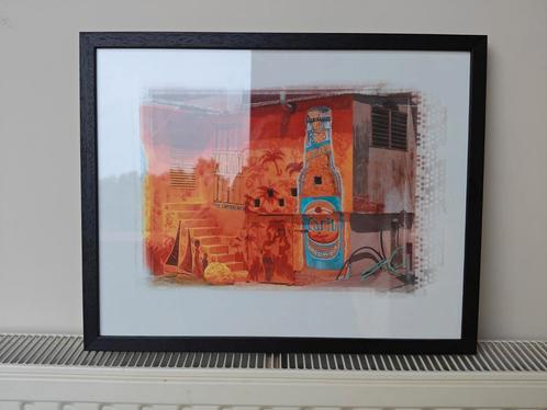 Ingelijste Caribisch kunstprint “Carib Lager” muurschilderij, Antiek en Kunst, Kunst | Litho's en Zeefdrukken, Ophalen