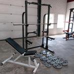 Half rack + verstelbare bankje + 120 kilo Gewichten + barbel, Sport en Fitness, Ophalen, Zo goed als nieuw, Armen