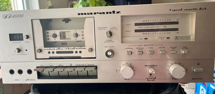 Marantz SD4000 stereocassettedeck met twee snelheden, Audio, Tv en Foto, Cassettedecks, Enkel, Marantz, Tape counter, Ophalen