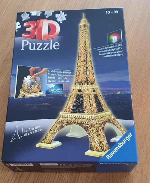 3D puzzel Eiffeltoren (met led verlichting), Hobby & Loisirs créatifs, Sport cérébral & Puzzles, Comme neuf, Rubik's Cube ou Puzzle 3D