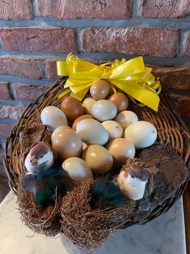 paasstukje met vogeltjes en eitjes  groot lot paasversiering, Diversen, Pasen, Gebruikt, Ophalen