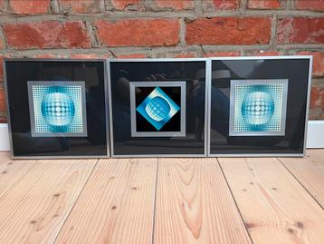 Vintage prints Victor Vasarely - Op Art - 22,5 x 22,5 cm beschikbaar voor biedingen