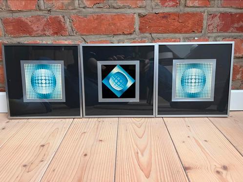 Vintage prints Victor Vasarely - Op Art - 22,5 x 22,5 cm, Antiek en Kunst, Kunst | Litho's en Zeefdrukken, Ophalen of Verzenden