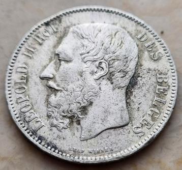 5 Francs 1872 Leopold II  beschikbaar voor biedingen