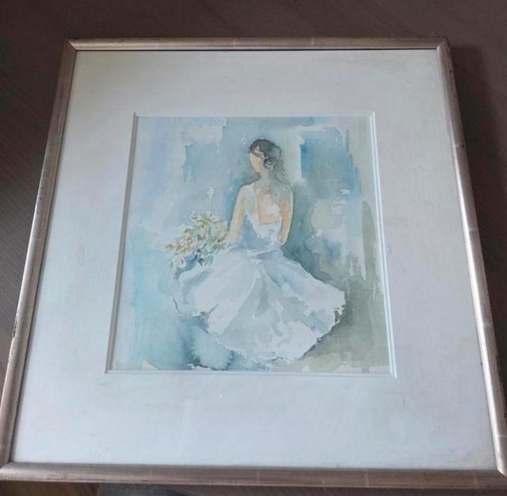Aquarel Ballerina door Belgisch kunstschilder Walter Lebbe, Antiek en Kunst, Kunst | Schilderijen | Modern, Ophalen of Verzenden