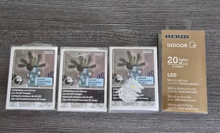 Kerstdecoratie : allerlei led lichtjes op snoer cool white, Diversen, Kerst, Nieuw, Ophalen of Verzenden