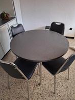 Ronde keukentafel met 4 stoelen. Doormeter 1 meter, Ophalen, Gebruikt, Rond, Metaal