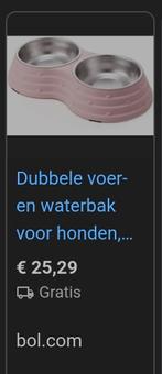 Hondenvoerbak dubbel anti-slip Roze, Ophalen of Verzenden, Nieuw