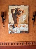 2 canvassen met naakte vrouw en man, Ophalen