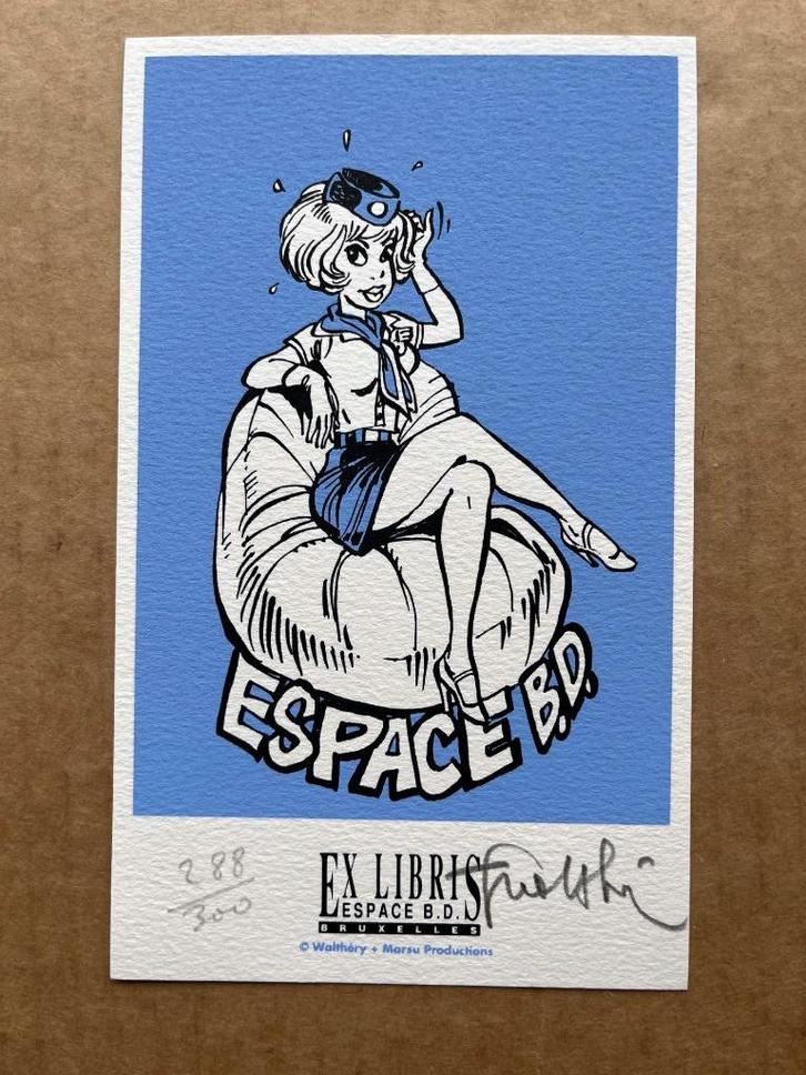 Natacha - Ex-libris Espace B.D. BXL - Walthéry, Livres, BD, Envoi