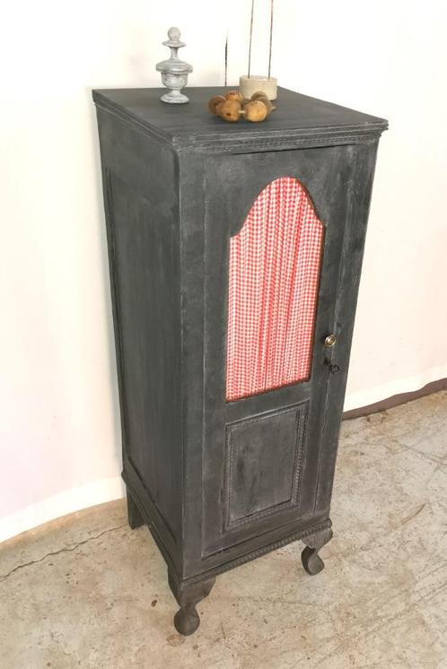 Robuste armoire antique 1 porte en chêne et avec verre H 120, Antiquités & Art, Curiosités & Brocante, Enlèvement
