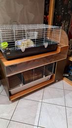 Deux cages à lapins, meuble sur roulettes et accessoires, Animaux & Accessoires, Lapin, 75 à 110 cm, Cage, Enlèvement