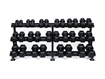 Set d'haltères hexagonaux Martech 5–40KG + rack à 3 niveaux  beschikbaar voor biedingen