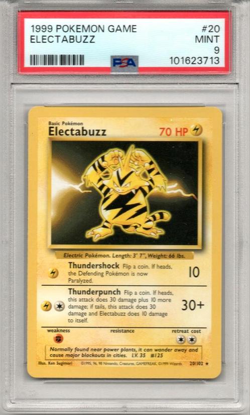 Electabuzz Psa 9 Base set unlimited, Hobby en Vrije tijd, Verzamelkaartspellen | Pokémon, Zo goed als nieuw, Ophalen of Verzenden