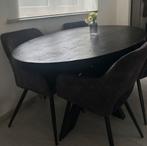Zwarte mangohouten eettafel ovaal 160x90, Ophalen of Verzenden, Zo goed als nieuw, Ovaal