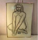 Beau dessin ancien 'Femme nue assise' - Dries, Enlèvement ou Envoi