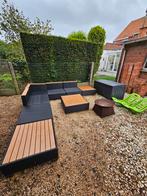 Loungeset met opbergbak en vuurkorf,..., Tuin en Terras, Tuinsets en Loungesets, Ophalen, Zo goed als nieuw, Hout, Loungeset