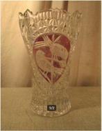 Prachtige oude Kristallen Vaas met 2 vogels - 21cm, Enlèvement ou Envoi