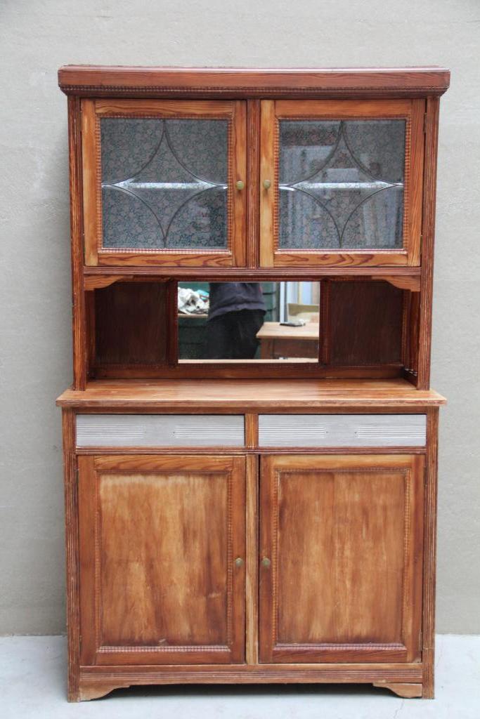 Art-deco grenen dressoir, afgeschuinde ramen, Antiek en Kunst, Antiek | Meubels | Kasten, Ophalen