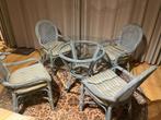 rotan veranda set -  tafel met 4 stoelen, Comme neuf, Chaise, Rotin, 4 places