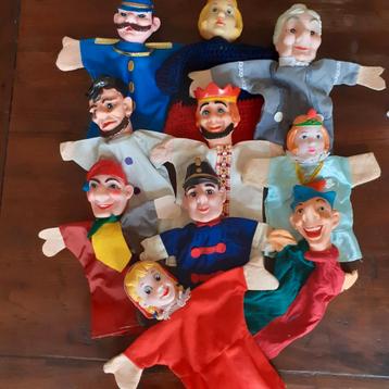 Retro handpoppen poppenkastpoppen  ( F ) beschikbaar voor biedingen