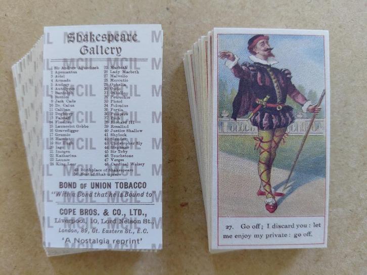 Shakespeare Gallery complete set 50 chromos REPRO 1989, Verzamelen, Foto's en Prenten, Zo goed als nieuw, Overige onderwerpen
