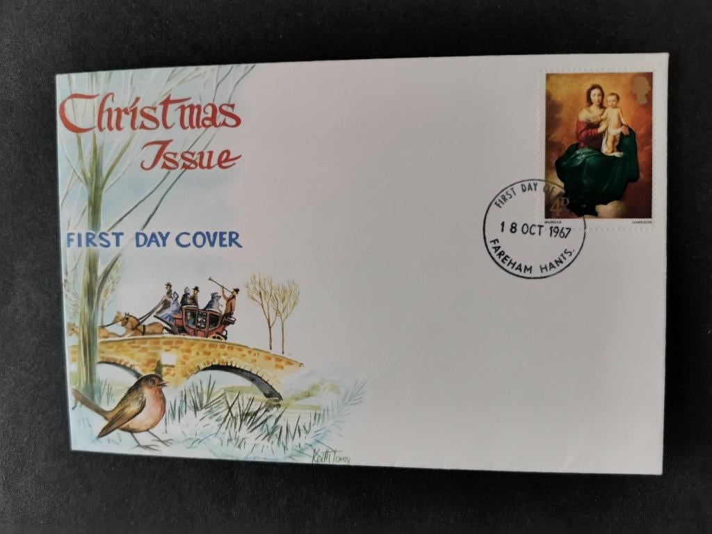 Groot-Brittannië 1967 - Kerstmis, vogels, koets met paard, Ophalen of Verzenden, Gestempeld