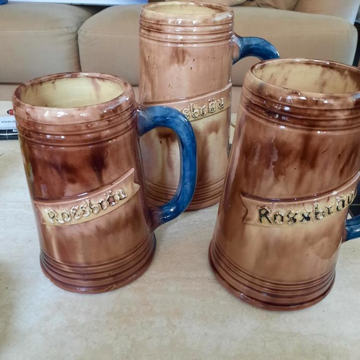 Bierkannen ( Vlaams aardewerk ) van Rossbräu . 3 stuks ., Verzamelen, Biermerken, Zo goed als nieuw, Ophalen of Verzenden