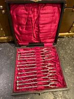 Antiek doosje verzilverde vorkjes verzilverd bestek, Enlèvement ou Envoi