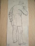 Xavier MELLERY tekening potlood Homme à la pipe, vu de dos, Antiek en Kunst, Ophalen