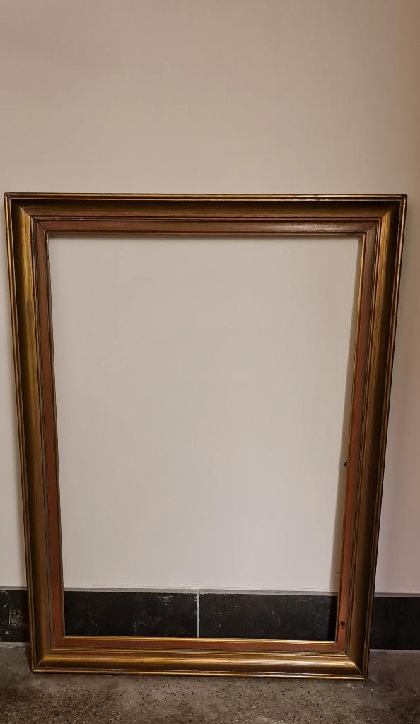 XL houten lijst bronsverguld met donker pompoenrand, Huis en Inrichting, Woonaccessoires | Lijsten, Gebruikt, 75 cm of meer, 100 tot 125 cm